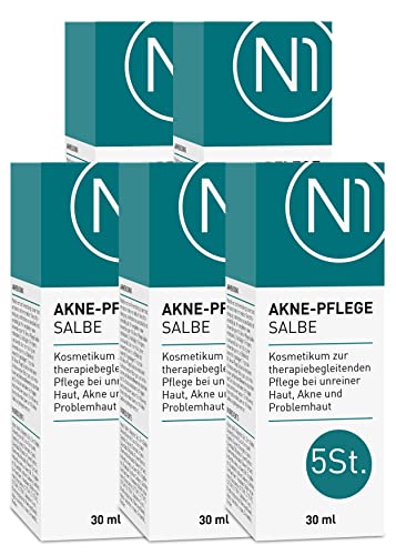 N1 Akne-Pflege Salbe 5x30 ml - [Pickel Creme mit Wirkstoff ICHTHYOL PALE] - antibakteriell, verfeinert das Hautbild, auch für empfindliche Haut - Akne Creme aus der Apotheke
