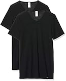 Skiny Herren Collection V-Shirt Kurzarm 2er Pack Unterhemd, Schwarz (Black 7665), Large (Herstellergröße: L) (2erPack)