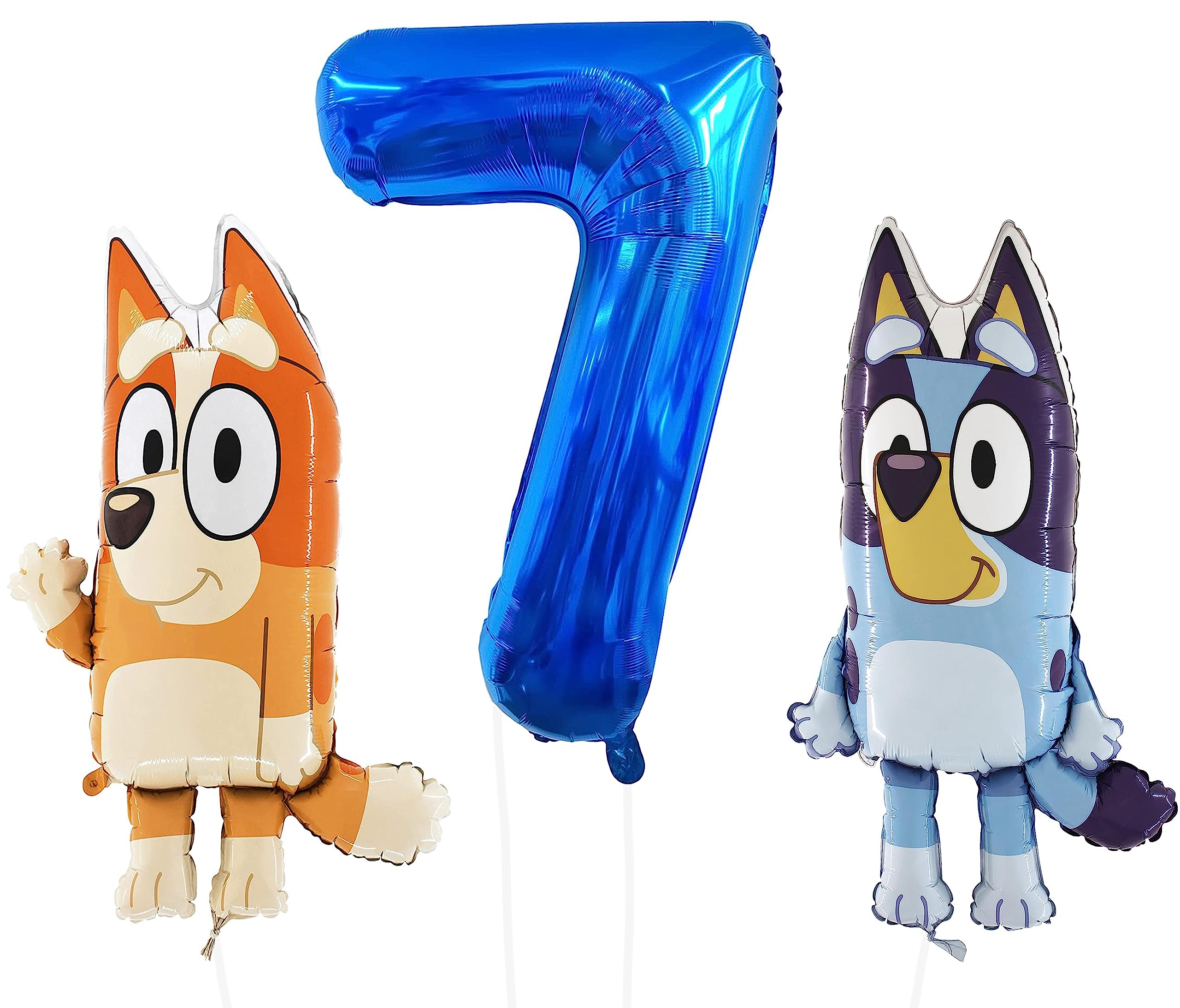 Toyland® Bluey & Bingo Folienballon-Set – 2 x 32-Zoll-Charakterballons und 1 x 40-Zoll-Zahlenballon – Partydekorationen für Kinder