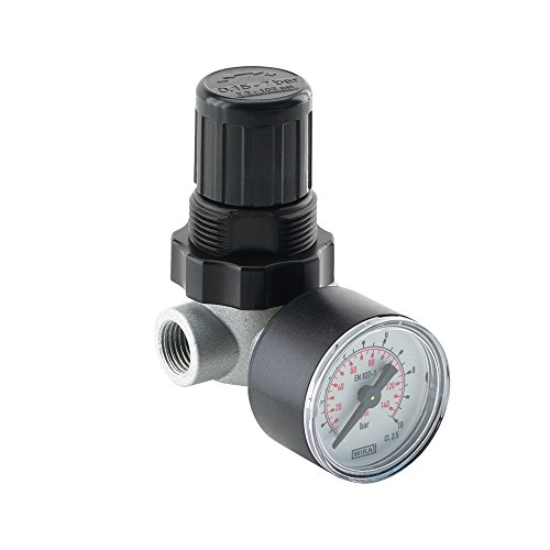 Mini Druckregler Druckminderer Druckluftminderer 340 l/min Regler; mit Manometer (G 1/8", Druckregelbereich: 0,1-3,5 bar)