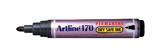 Artline 170 2 mm Dry Safe Bullet Tip Permanent Marker, schwarz [12 Stück]