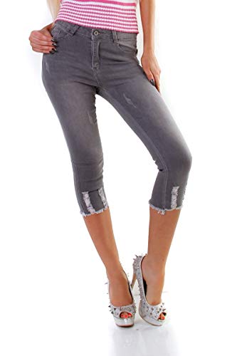 OSAB-Fashion 11073 Damen Capri Jeans Hose Bermudas Shorts Kurze Hose Destroyed Slimfit