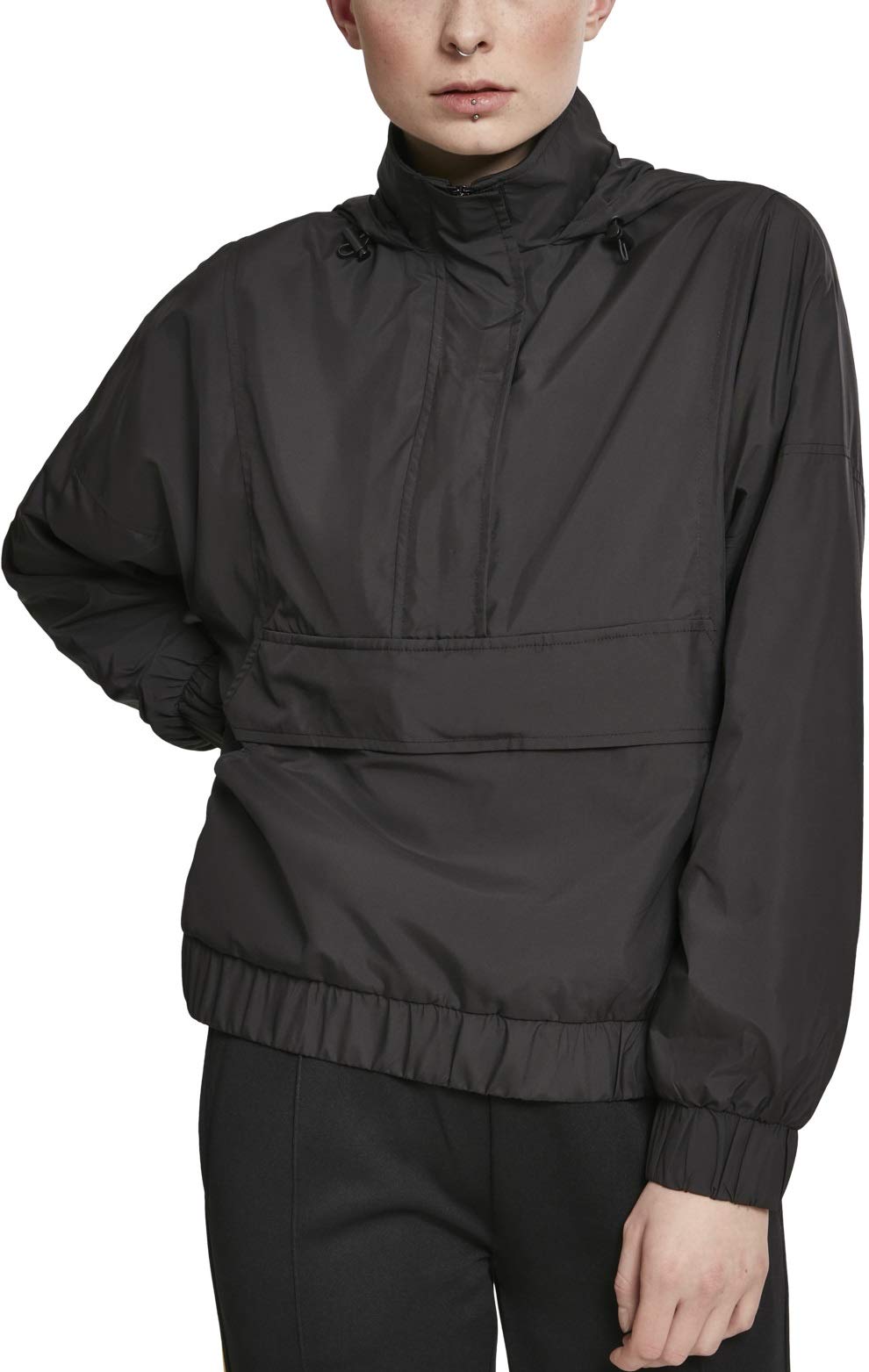 Urban Classics Damen Jacke Ladies Panel Pull Over Jacket, Schwarz (Black 00007), X-Small (Herstellergröße: XS)