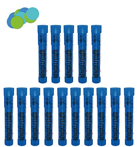 Conipa Bengalfeuer Bengalos Kat F1 (15er Pack, Blau) + Konfetti