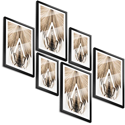 BLCKART Bilderrahmen Set | 4x A4 | 2x A5 | Hochwertige DIN A4 Holz Rahmen Schwarz für Poster Sets