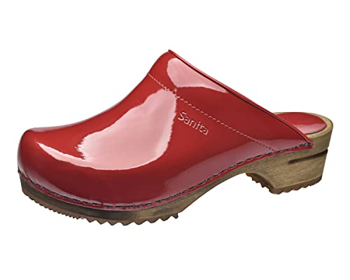 Sanita Damen Classic Patent Open Clogs, Rot (red 4), 37 EU