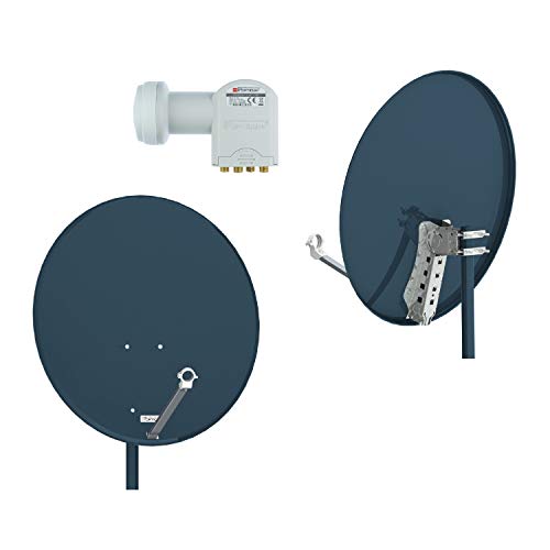 Opticum QA80 Sat Antenne Stahl, Farbe: anthrazit, mit Quad LNB - LQP-O4H -
