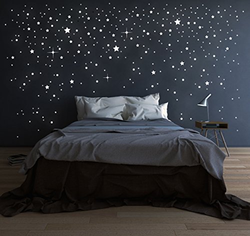 ilka parey wandtattoo-welt® Riesen Sternenhimmel 708 STK. Sterne Wandtattoo fluoreszierend leuchtende Sterne Leuchtsterne Selbstklebende Sterne Sternensticker M1228