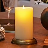 Luminara Wick to Flame LED-Kerze, flammenlos, Echtwachs, versenkter oberer Rand, elfenbeinfarben (18,3 cm)