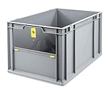 aidB Eurobox NextGen Insight Cover gelb, 600x400x320 mm, Cover hoch, robuste Regalbox mit Entnahmeöffnung, stapelbare Kunststoffkiste, ideal für die Industrie, 1St