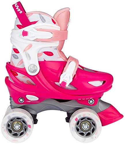 Nijdam Roller Skates Adjustable - Feather Drops - Fuchsia/Pink/White/Silver Grey - 29-32