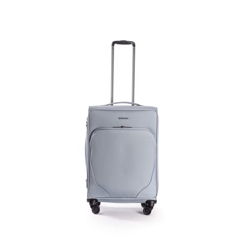 Stratic Mix Koffer Weichschale Reisekoffer Trolley Rollkoffer mittelgroß, TSA Kofferschloss, 4 Rollen, Erweiterbar, Größe M, Steel