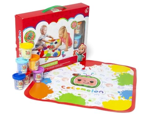Toyland® Cocomelon Kleinkind-Sensorik-Spielset - Aufblasbares Spieltablett, Squeezy Sand, Schaum & Teig - Kreatives Spielzeug