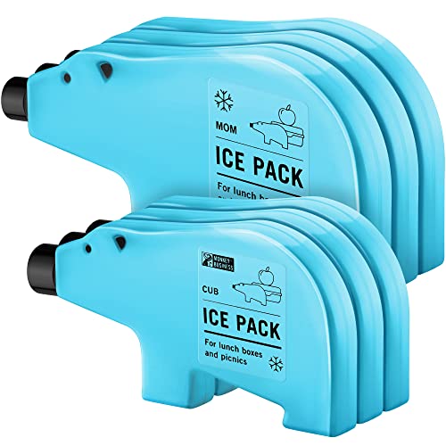 Monkey Business Cooler Batterien für die Lunchbox/Wiederverwendbare, langlebige Lunchbox/Eisblöcke für persönliche Kühlbox oder Bento-Box/Perfekt für die Lunchbox Ihres Kindes/Blaubär Cub (4 Stück)