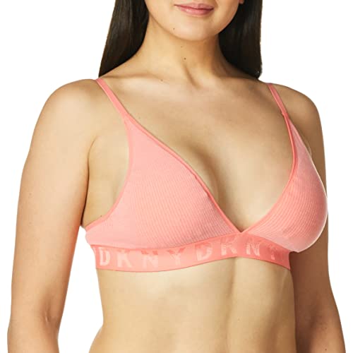 DKNY Damen Nahtloser Litewear Gerippter Bralette-BH, Coral Heather, Large