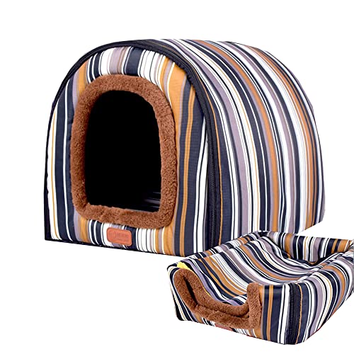 2-in-1 tragbares Iglu-Hundehaus, abnehmbares, waschbares Hundebett mit Dach, groß, warm, faltbar, rutschfest, gemütlich, Hundebett, Schlafnest, Stil B, L