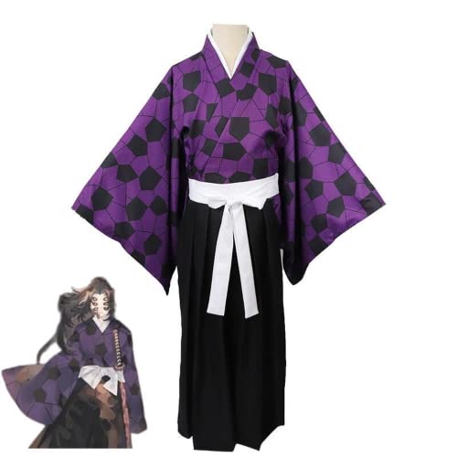 Bokerom Anime Demon Slayer Demon Killer Kokushibo Cosplay Kostüm Halloween Kimono Set Uniform Kleid Anzug (Yashiro Nene,S)