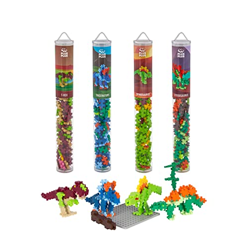 Plus-Plus – Dinosauriemix Großpack - 400 Stück und Bauplatte Bausteine, BAU, Entwicklung Spielzeug für Kinder, STEM, STEAM, Produziert in Dänemark, 7266, Mischfarben