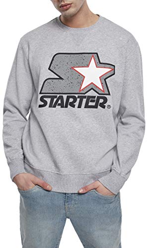 STARTER BLACK LABEL Mens Starter Multicolored Logo Crewneck Pullover Sweater, Heather Grey, L