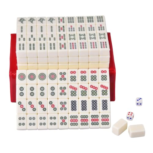 ppARK Mahjong Reise-Mahjong-Sets, tragbares Majiang-Set mit Würfeln für den Familienspielabend, Vatertagsgeschenk, Mahjong Spiel