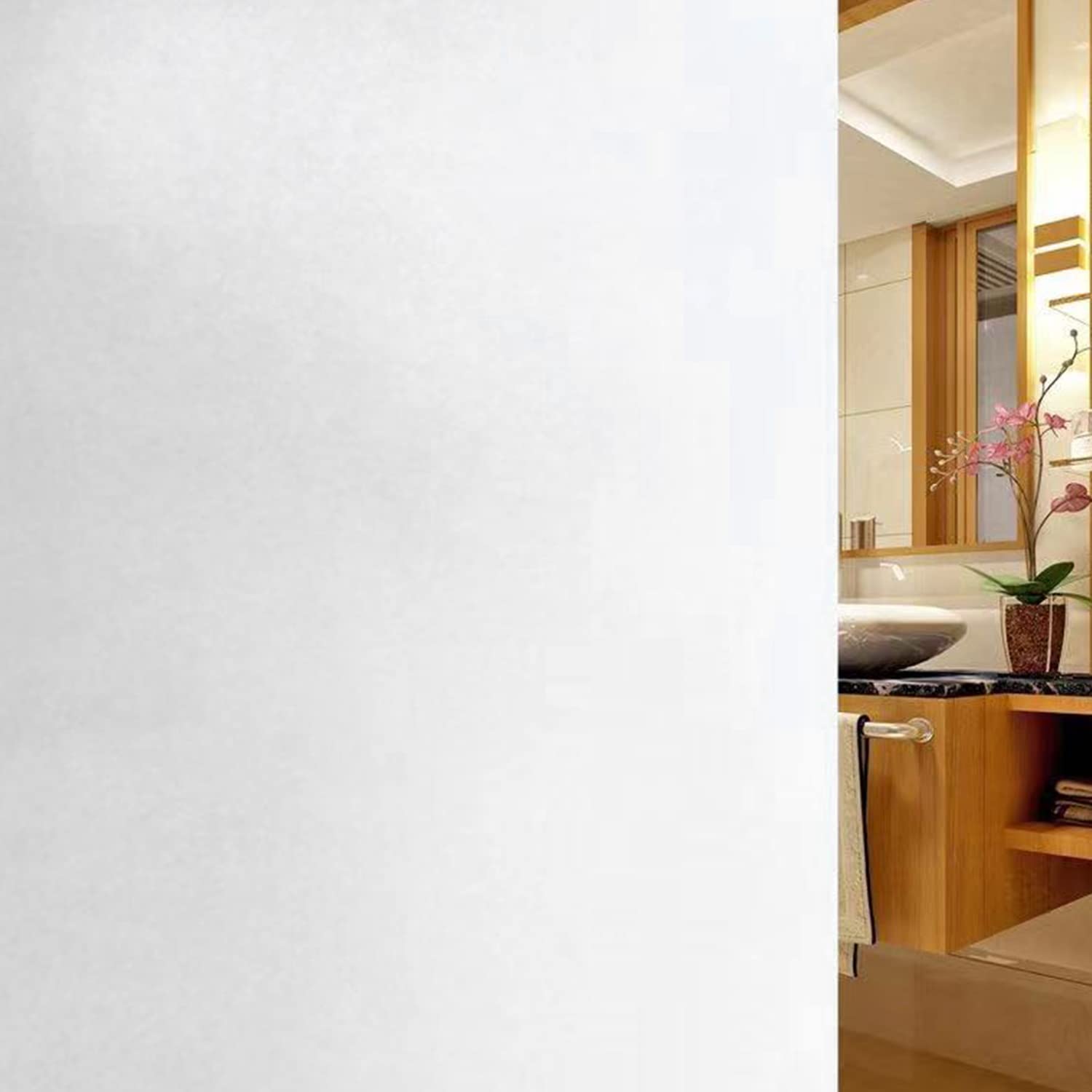Fensterfolie Selbsthaftend Fenster Scheibenfolie Blickdicht Sichtschutzfolie Anti-UV Milchglasfolie für Bad, Büro oder Zuhause (Weiß, 90 * 400)…