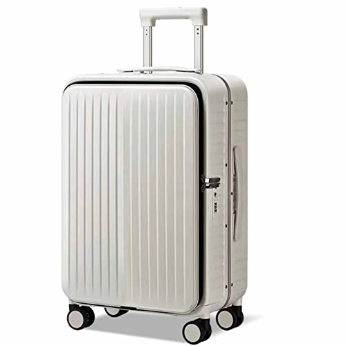 PRUJOY Trolley-Gepäck, universeller Rollkoffer, abnehmbares Seitentaschen-Design, TSA-Zahlenschloss (White 36.5 * 25 * 48.5CM)
