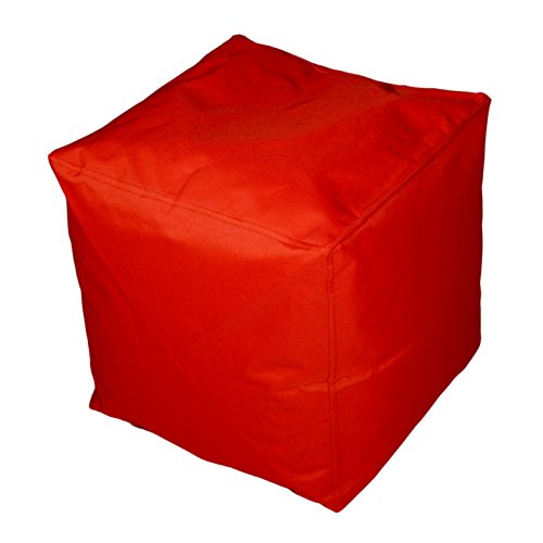Kinzler S-10117/32 Sitzwürfel, ca. 40x40x40 cm, Outdoor & Indoor, Sitzsack in vielen verschiedenen Farben, wasserabweisender Hocker, rot