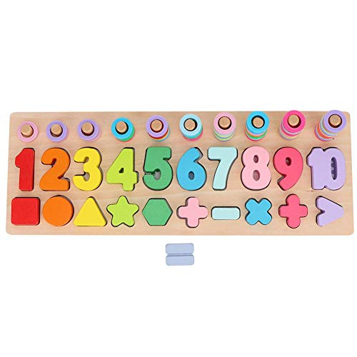 Math Zahlen Spielzeug bunte Holz Zahlenformspielzeug pädagogisches Lernen Mathematik Stapeln Block Lernen Holzspielzeug für Kleinkinder(Regenbogen)