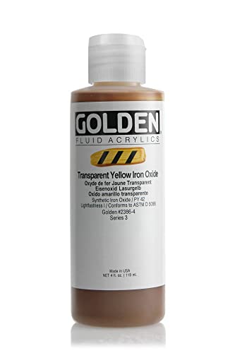 Goldene 0002386-4 4 Unzen - 118ml - Fluid Acrylic Paint Color Paint Bottle - Transparent Yellow Iron Oxide