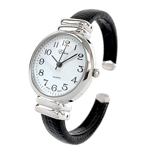 Eikon Damen-Armbanduhr im Schlangen-Stil, schmales Gehäuse, Schwarz