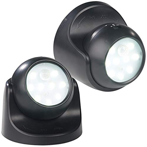 Luminea Lampe Batterie: 2er-Set kabellose LED-Strahler, Bewegungssensor, 360° drehbar,100 lm (Kabellose LED Leuchte, Kabellose LED Beleuchtung, Lampen Bewegungsmelder)