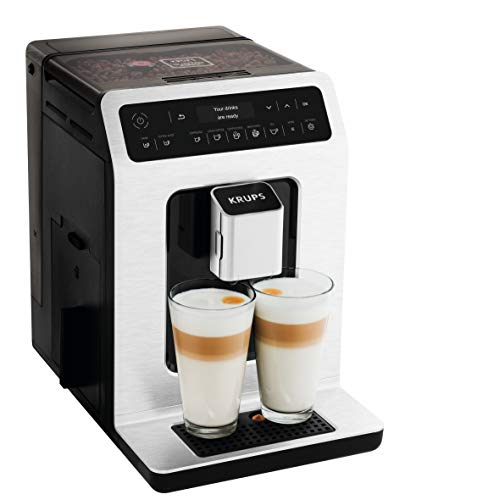 KRUPS Evidence EA890D, Kaffeevollautomat, Zwei Milchkaffeemaschine mit einer Berührung, Intuitive Bedienung, 15 automatische Programme, Schweizer Stahlmühle