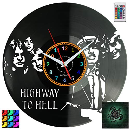 EVEVO AC-DC Wanduhr RGB LED Pilot Wanduhr Vinyl Schallplatte Retro-Uhr Handgefertigt Vintage-Geschenk Style Raum Home Dekorationen Tolles Geschenk Uhr