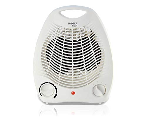 HAEGER Heat - Heizlüfter 2000 W, Weiß, regulierbares Thermostat, 3 Geschwindigkeiten, Auswahlknopf (Off, Fan, Ventilator, I - 1000 W, II - 2000 W)