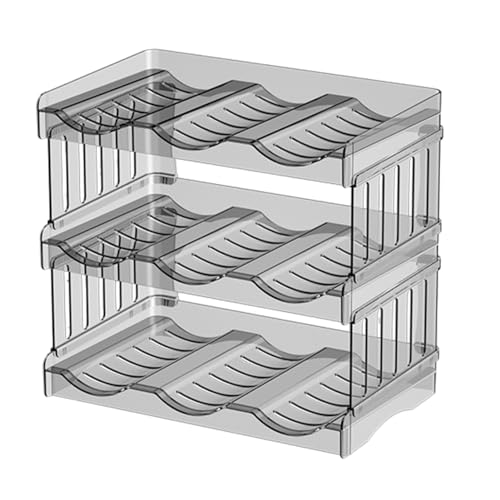 DSOPV Wasserflaschen-Organizer, Wasserflaschen-Aufbewahrungs-Organizer, transparent, 3 Ebenen, stapelbarer Halter, Küche, Speisekammer, Organisation und Aufbewahrung, Kunststoff-Kühlschrank,