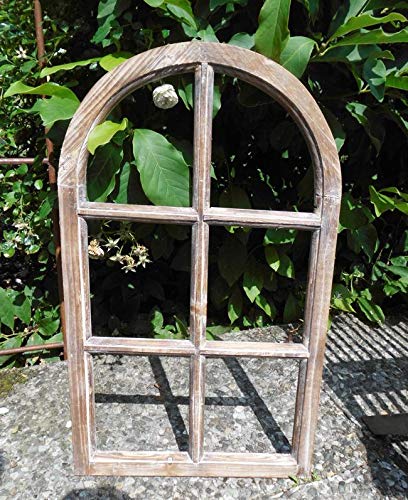 Deko-Impression Fenster Sprossenfenster Bilderrahmen halbrund Wanddeko Holz braun 70cm