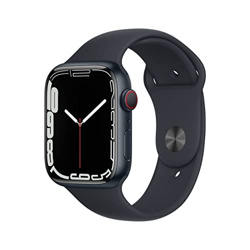 Apple Watch Series 7 (GPS + Cellular, 45 mm) – Mitternachts-Aluminiumgehäuse mit Mitternachts-Sportarmband (Generalüberholt)
