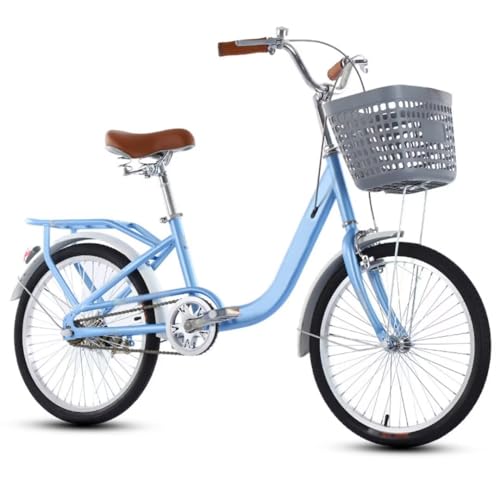 LSQXSS Single-Speed-Fahrräder für Erwachsene, Pendlerfahrrad für Männer und Frauen, Mobilitätsfahrrad für Teenager, Rahmen mit niedrigem Einstieg, Doppelbremsen, Stadtrennrad mit Gepäckträger hinten