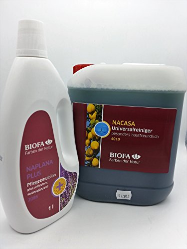 Eco-Werk Set | Biofa | Nacasa Universalreiniger 5 Liter + Naplana Plus antirutsch Pflegeemulsion 1 Liter