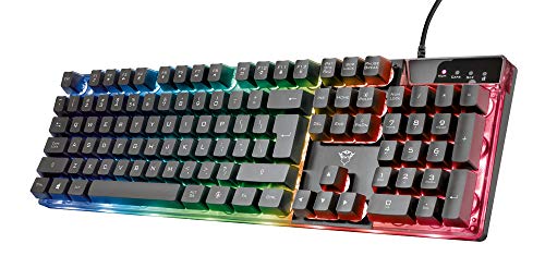 Trust Gaming GXT 835 Azor Gaming-Tastatur, italienisches Layout QWERTY, USB, Anti-Ghosting, Tastatur mit LED-Hintergrundbeleuchtung, RGB für PC, Computer, Laptop, Mac – Schwarz