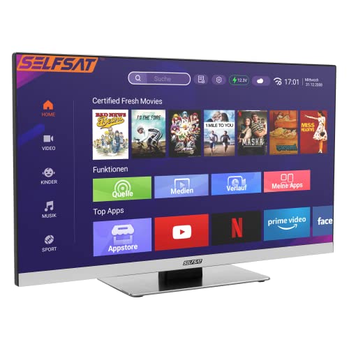 SELFSAT SMART LED TV 1255 (55cm/22) rahmenloser TV inkl. DVB-S2/C/T2 HD Tuner mit WLAN u. Bluetooth