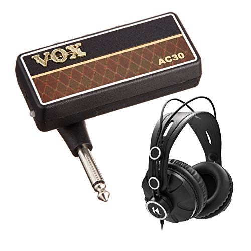 VOX AP2AC amPlug 2 AC30 Gitarre Kopfhörer Verstärker Bundle mit Studio Closed Back Over-Ear Kopfhörer (2 Stück)
