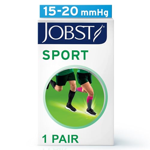 JOBST Unisex Sport Knee High 15-20 mmhg Athletic Compression Socks, Small, Blue/Grey