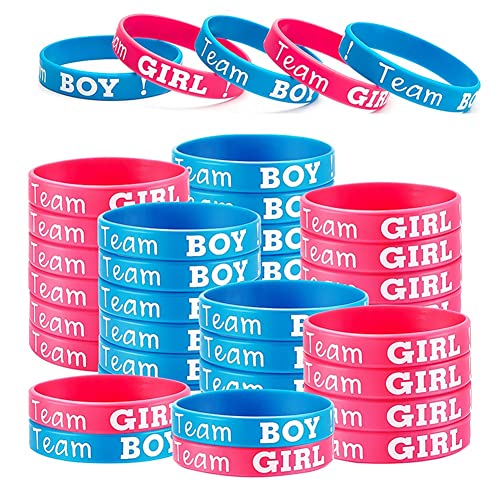 FASE Gender Reveal Armbänder, Beinhaltet Team Boy Armbänder und Team Girls Armbänder für Gender Reveal Party (40 Stück) A