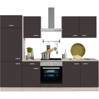 OPTIFIT Küchenzeile mit E-Geräten 'OPTIkompakt Faro' anthrazit/akaziefarben 270 cm