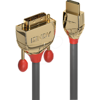 LINDY HDMI / DVI Anschlusskabel [1x HDMI-Stecker - 1x DVI-Stecker 18+1pol.] 3 m Grau