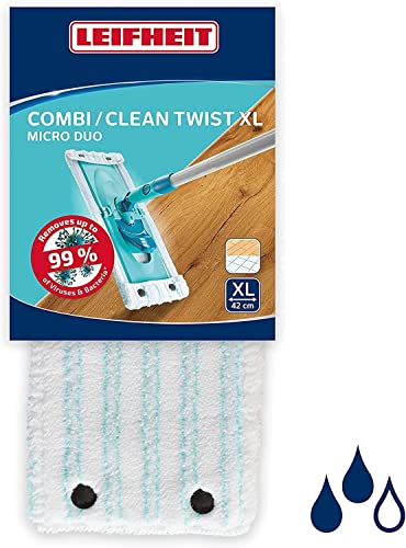 Leifheit Wischbezug Clean Twist XL static plus, für alle Bodenarten, zieht Staub und Haare an wie ein Magnet, Bodenwischer Ersatzbezug für glatte Böden, Staubwischer für trockene Bodenreinigung