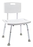 RIDDER Assistent A00602101 Badezimmer-Stuhl mit Rückenlehne, Hocker, höhenverstellbar, weiß, ca. 49x29,5x67-85 cm