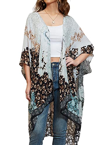 HIKARO Amazon-Marke Damen-Bikini, Blumenmuster, Kimono-Strickjacke, Pareos Bademode Cover Up