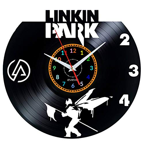 EVEVO Linkin Park Wanduhr Vinyl Schallplatte Retro-Uhr Handgefertigt Vintage-Geschenk Style Raum Home Dekorationen Tolles Geschenk Wanduhr Linkin Park